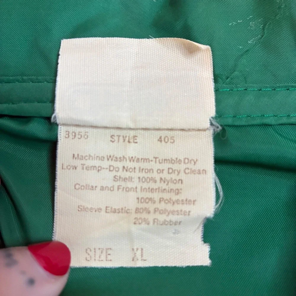 Vintage NSU Green Coaches Jacket Mens XL Nylon Snap Front Windbreaker 405